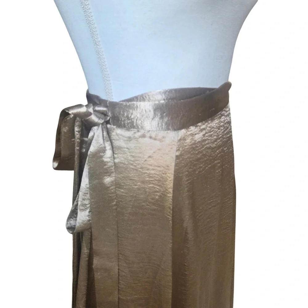 Banjul Liquid Gold Metallic Maxi Wrap Skirt M Renaissance Faire Regencycore - Picture 4 of 14